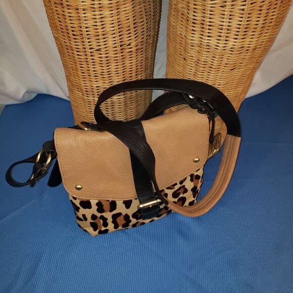 Vintage Via Neroli Leopard Print & Leather Crossbody Handbag - Picture 14 of 15